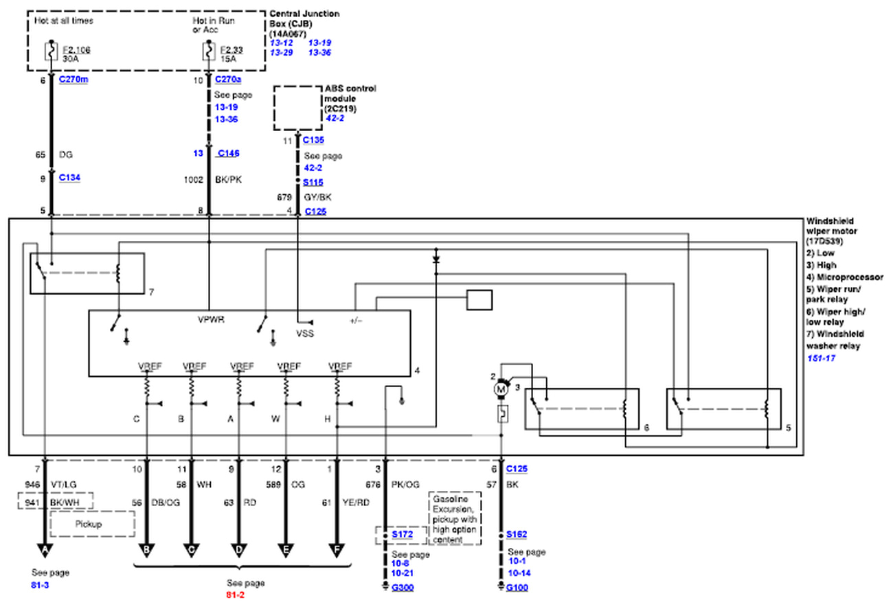 Ford Wiper Switch Wiring Diagram 2000 F250 Wiper Motor Wiring Wiring Diagram Operations