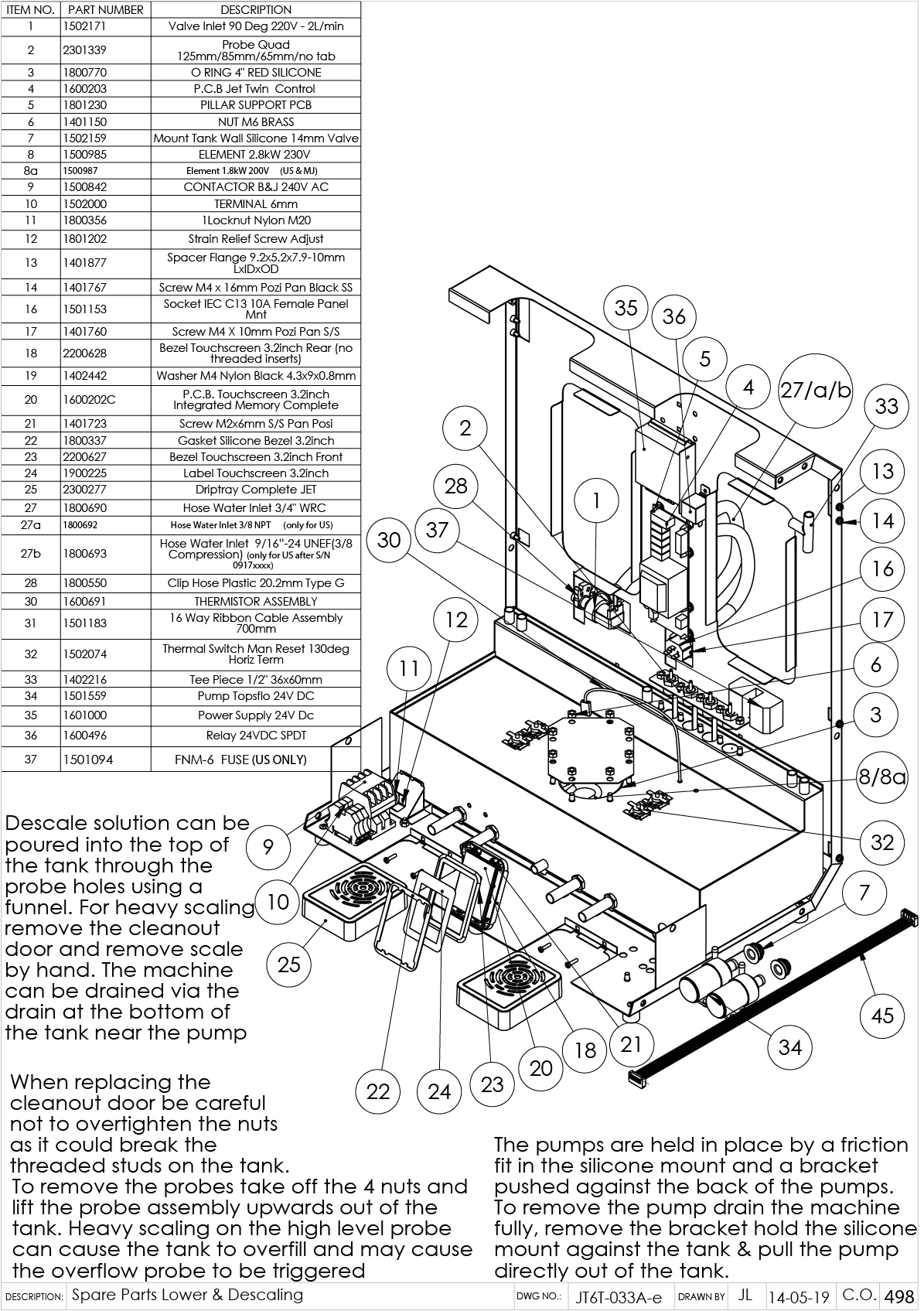 Hot Water Urn Wiring Diagram Jet6 Twin Marco Beverage Systems Ltd