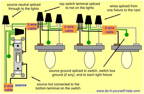 How to Wire Multiple Lights to One Switch Diagram Wiring Diagram for Multiple Light Fixtures Electrical Home