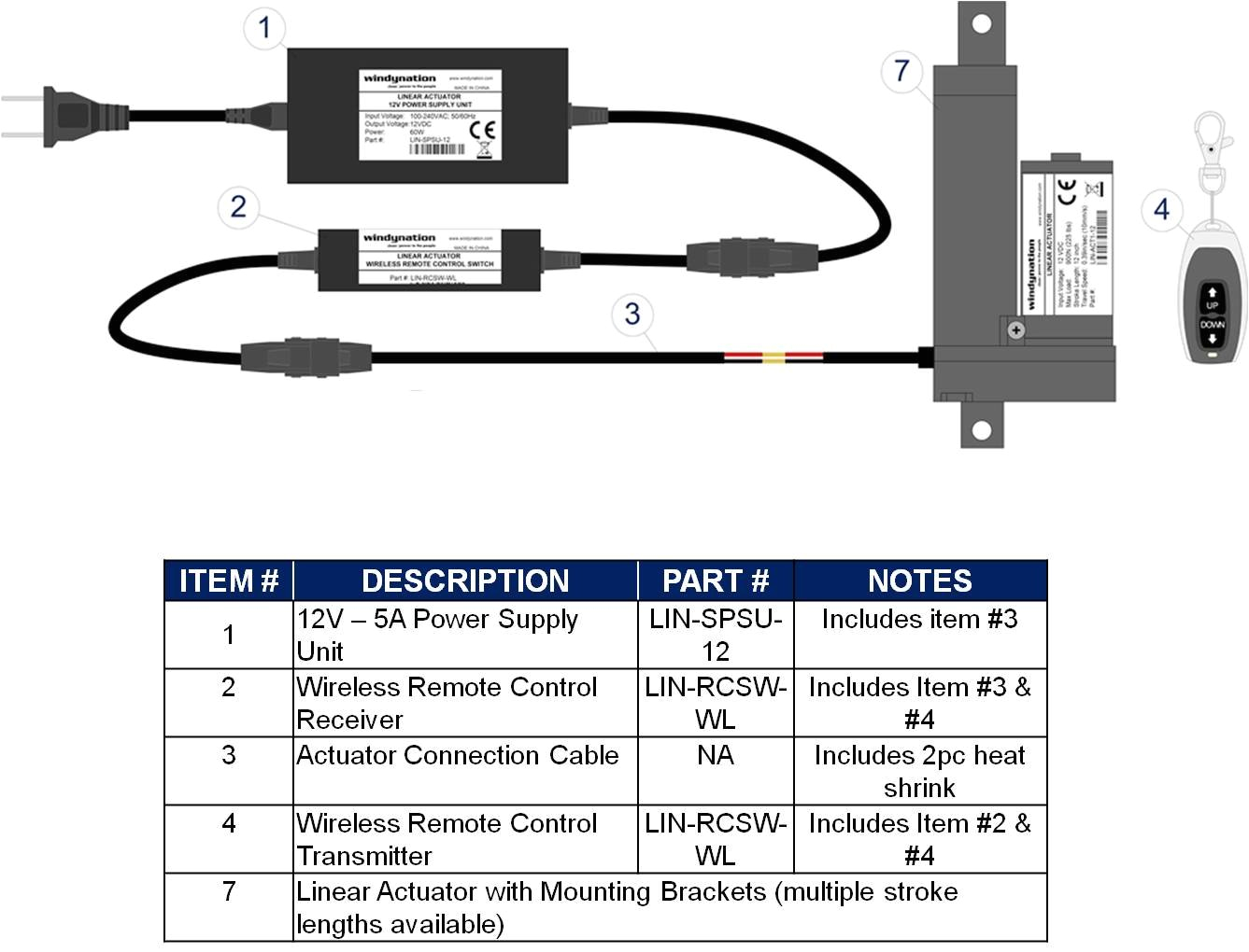 Linear Actuator Wiring Diagram Windynation 12 Volt 225 Lbs Linear Actuator Ac to 12 Vdc Power