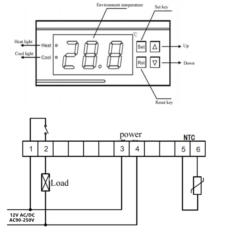 Mh1210 Wiring Diagram Us 7 99 25 Off Mini Digital Temperature Controller thermostat Regulator 10a 110v 220v 12v thermostat Led Display Ntc Sensor Delay Protect In