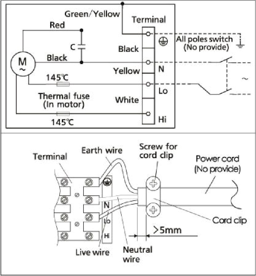 Stand Fan Motor Wiring Diagram Anchor Slim Plastic Type Cabinet Fans