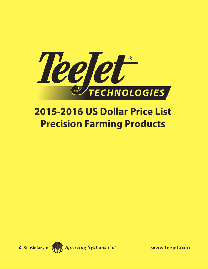 Teejet 744a 3 Wiring Diagram 2015 2016 Us Dollar Price List Precision Farming Products Manualzz Com Teejet 744a 3 Wiring Diagram 2015 2016 Us Dollar Price List Precision Farming Products Manualzz Com