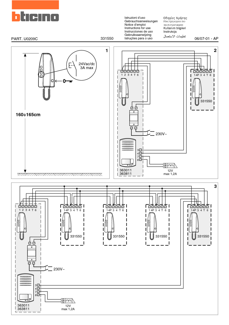 Terraneo Intercom Wiring Diagram Bticino 363811 1 Way Linea 2000 Two Wire Audio Kit with Sprint Handset