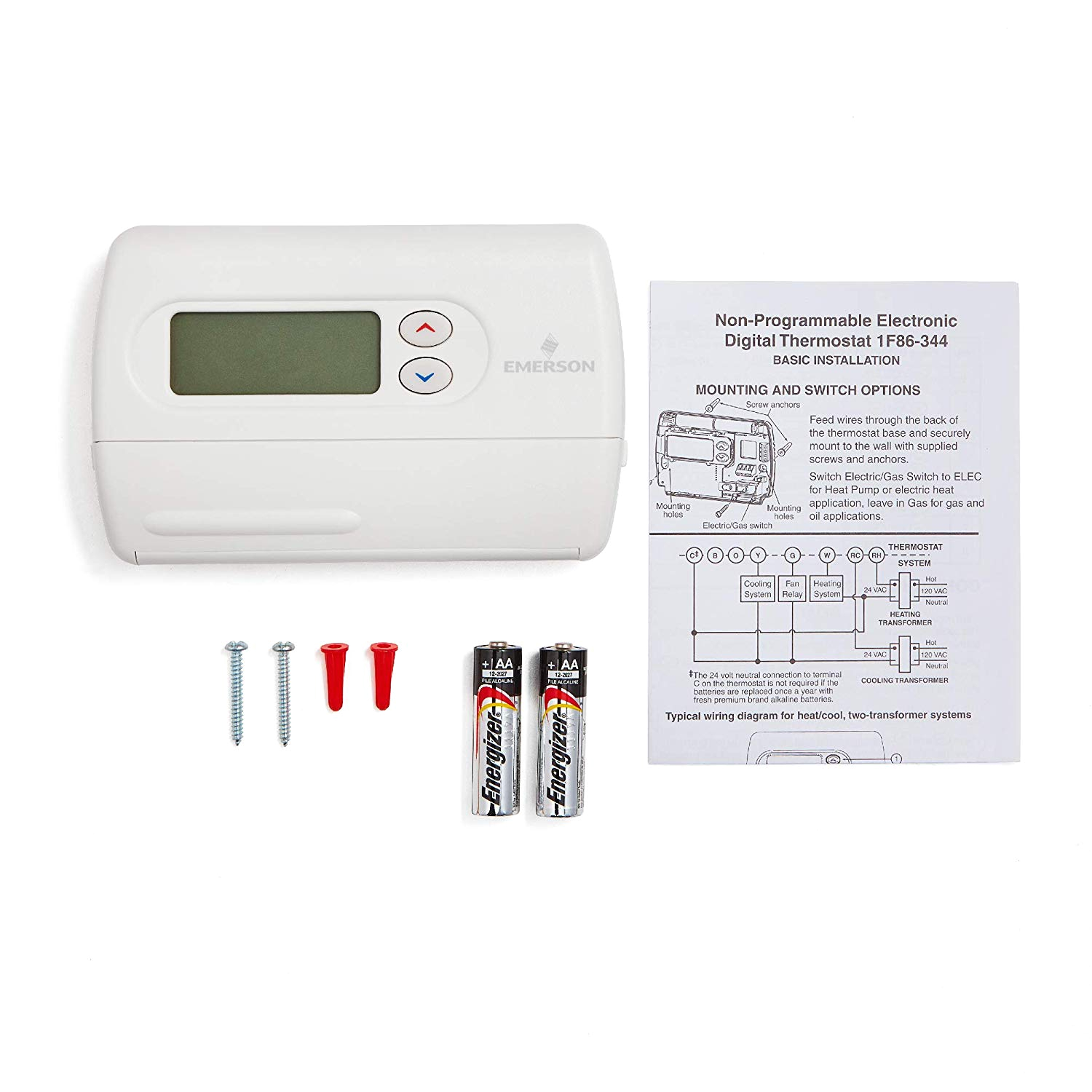 White Rodgers 1f86 344 Wiring Diagram Emerson 1f86 344 Non Programmable thermostat for Single Stage