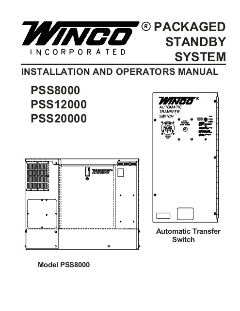 Winco Generator Wiring Diagram 60706 126 Operators Manual Pss8000 Winco Generators