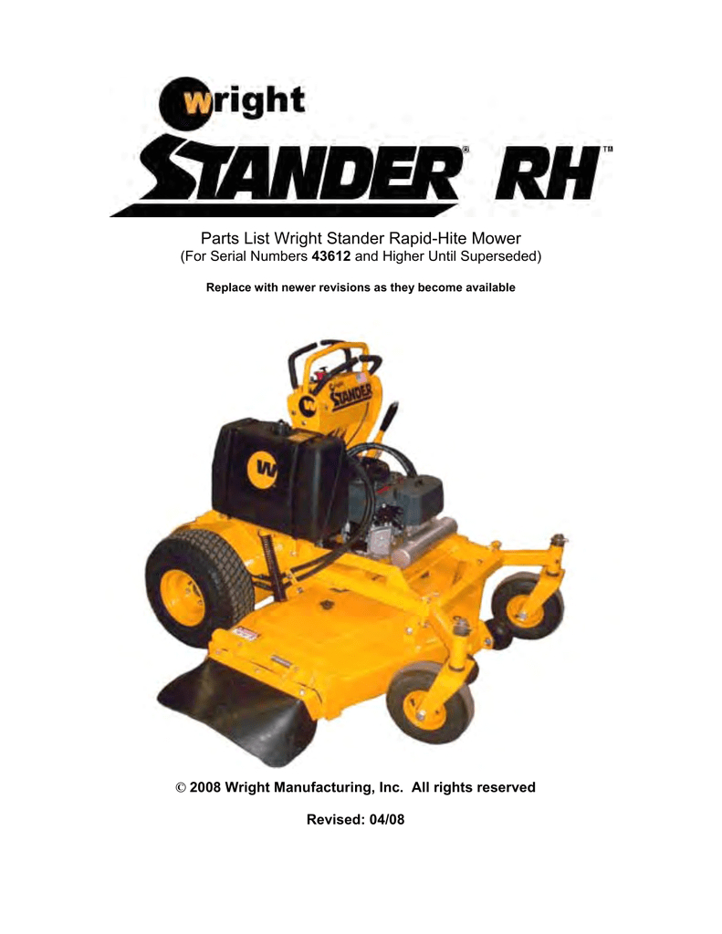 Wright Stander Wiring Diagram Parts List Wright Stander Rapid Hite Mower 43612 Manualzz Com