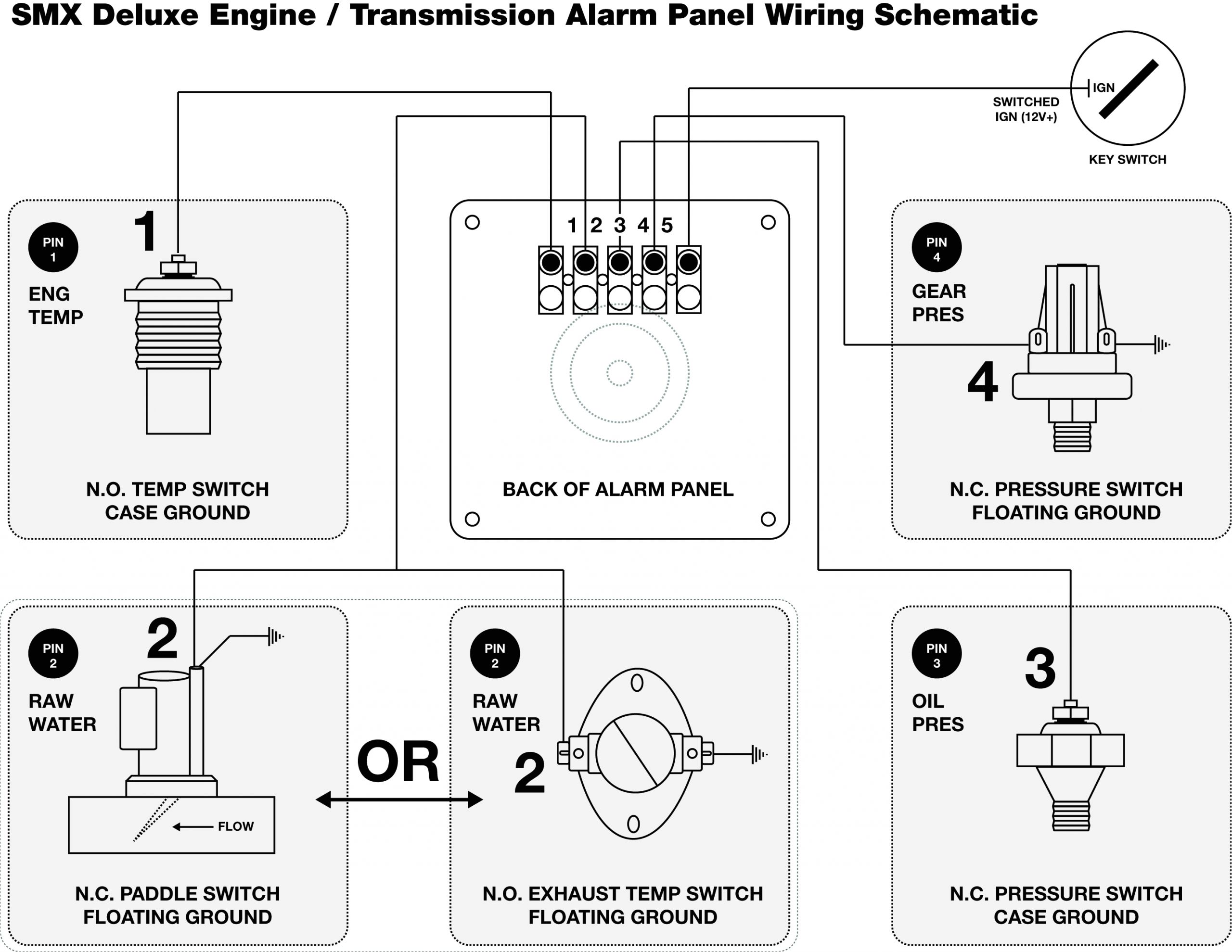 Alm 2w Alarm System Wiring Diagram Smx Deluxe Engine Transmission Alarm Panel