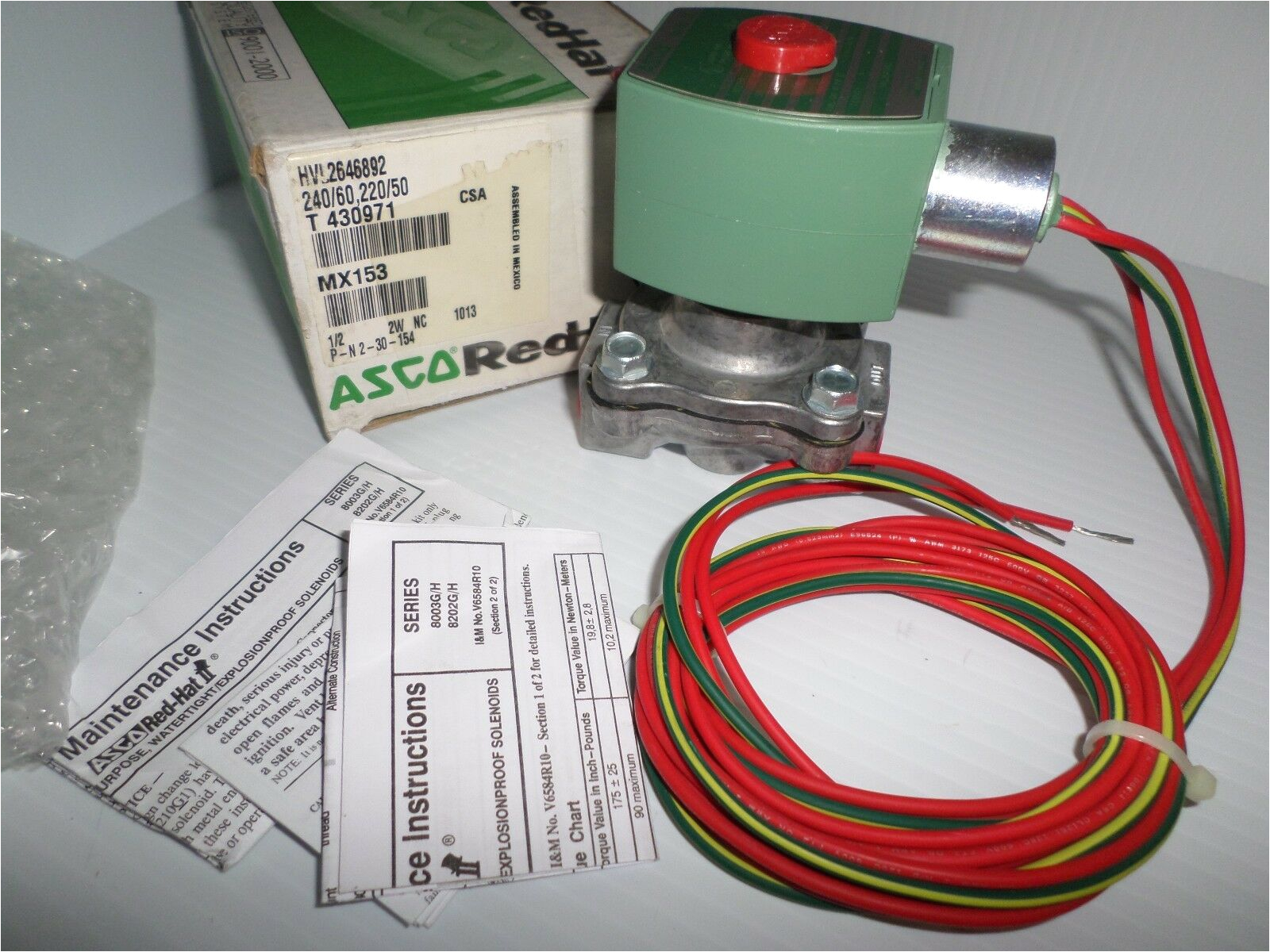 Asco Red Hat Ii Wiring Diagram New In Box asco Red Hat Hvl2646892 2 Way solenoid Valve 1 2 240vac Asco Red Hat Ii Wiring Diagram New In Box asco Red Hat Hvl2646892 2 Way solenoid Valve 1 2 240vac