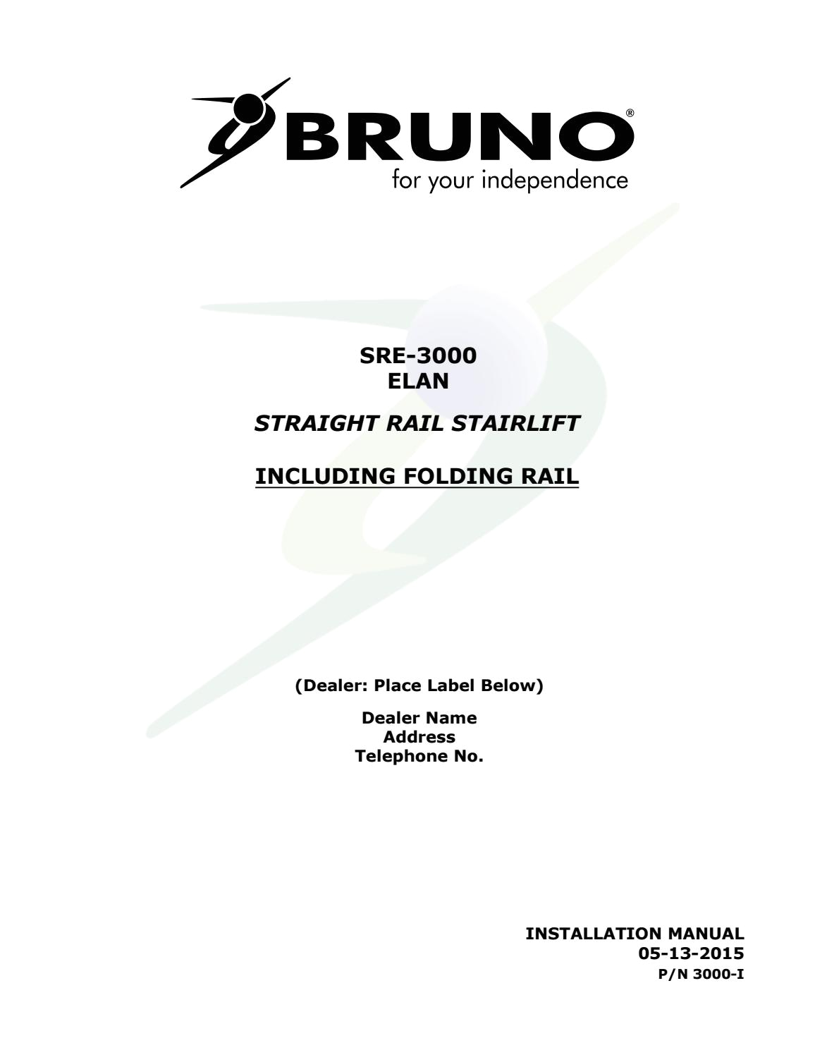 Bruno Wheelchair Lift Wiring Diagram Bruno Sre 3000 Installation Manual Stair Lift by B Manual Bruno Wheelchair Lift Wiring Diagram Bruno Sre 3000 Installation Manual Stair Lift by B Manual