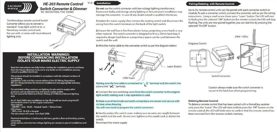 Control 4 Lighting Wiring Diagram Home Easy He203eu Mini Einbaudimmer Mini Funkdimmer