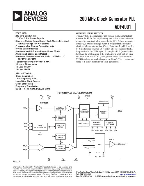 Generator Docking Station Wiring Diagram Adf4001 200 Mhz Clock Generator Pll Data Sheet Rev A Generator Docking Station Wiring Diagram Adf4001 200 Mhz Clock Generator Pll Data Sheet Rev A