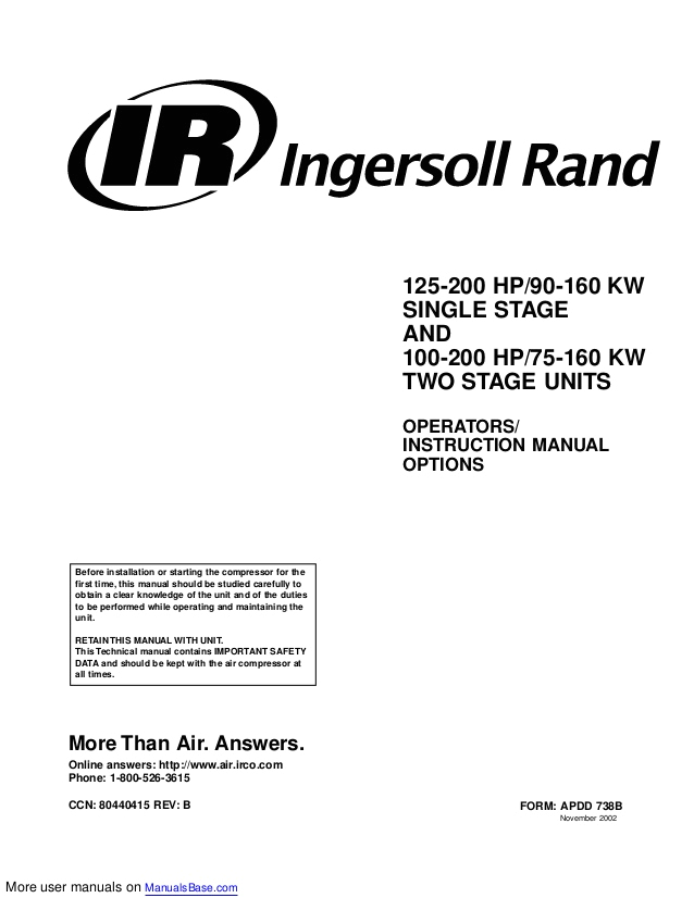 Ingersoll Rand Air Compressor Wiring Diagram 3 Phase 125 200 Hp 90 160 Kw Ingersoll Rand Air Compressor Wiring Diagram 3 Phase 125 200 Hp 90 160 Kw