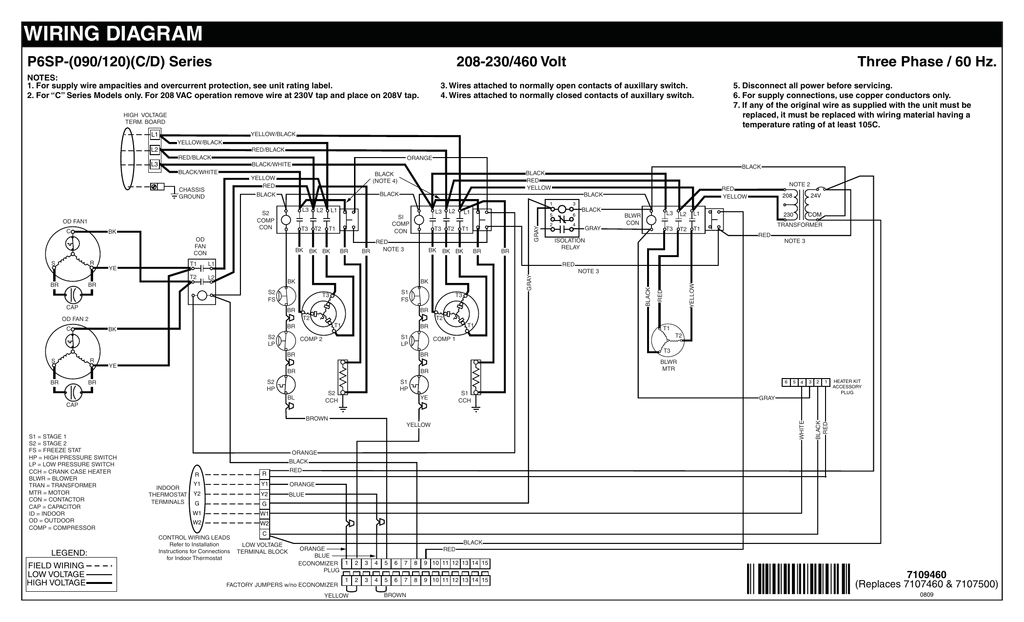 120 Volt thermostat Wiring Diagram Wiring Diagram 208 230 460 Volt P6sp 090 120 C D Series