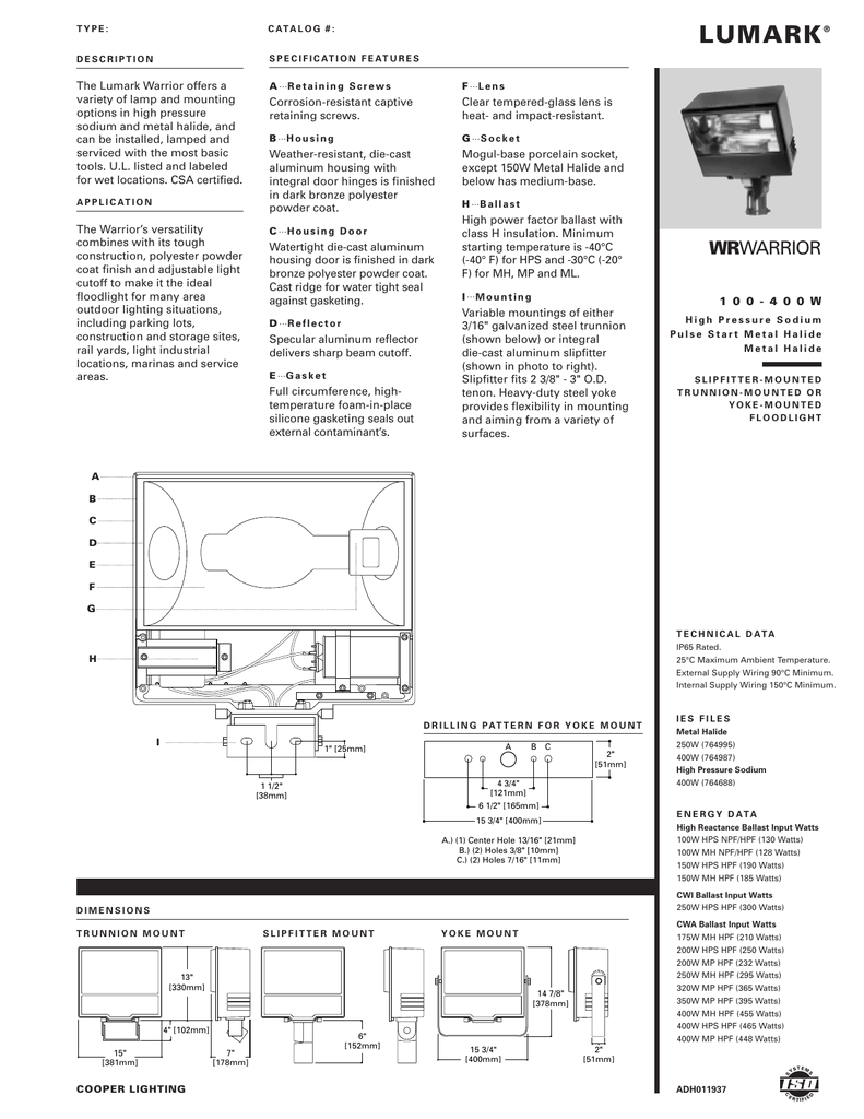 150 Watt Hps Ballast Wiring Diagram Adh011937 Warrior Manualzz