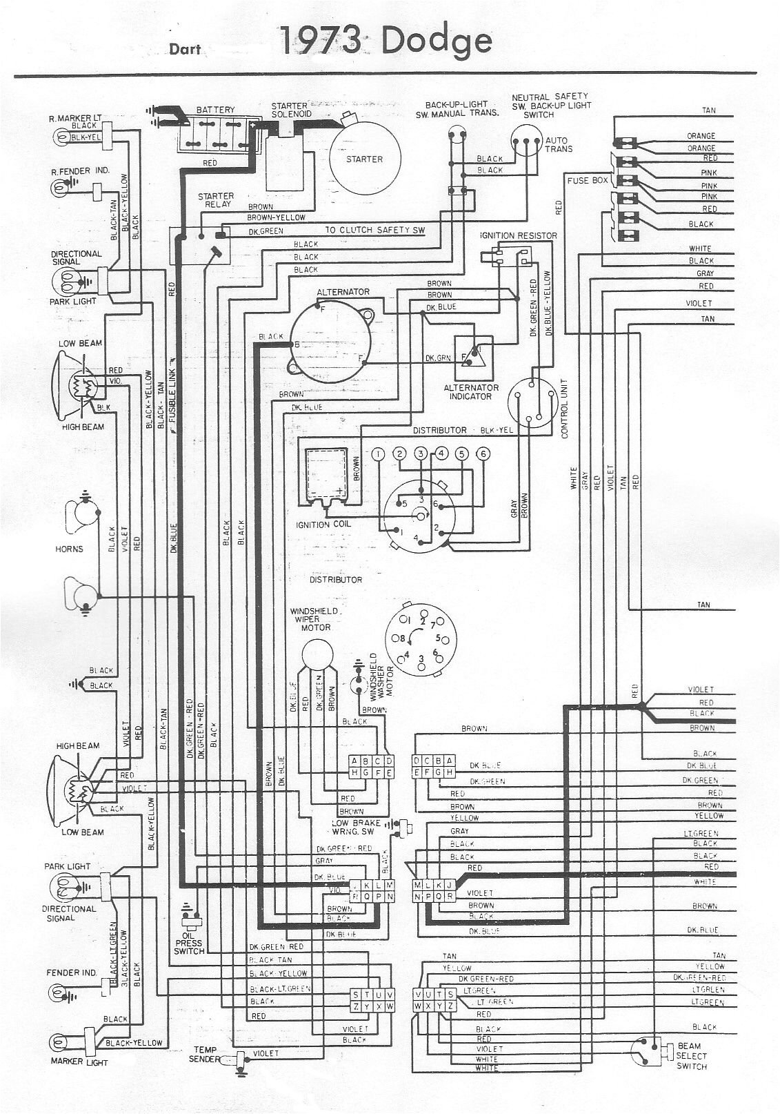 1974 Dodge Dart Wiring Diagram 1973 Dodge Challenger Wiring Diagram Pro Wiring Diagram