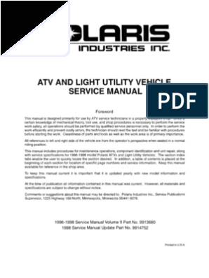 1996 Polaris Xplorer 400 Wiring Diagram Polaris atv Service Manual 1996 1998 All Models Vehicles 1996 Polaris Xplorer 400 Wiring Diagram Polaris atv Service Manual 1996 1998 All Models Vehicles