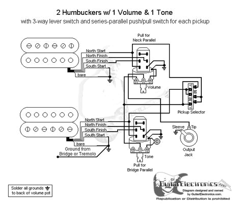2 Humbucker 1 Volume 1 tone Wiring Diagram Xt 4871 Humbuckers 3 Way Lever Switch 2 Volumes 1 tone 2 Humbucker 1 Volume 1 tone Wiring Diagram Xt 4871 Humbuckers 3 Way Lever Switch 2 Volumes 1 tone