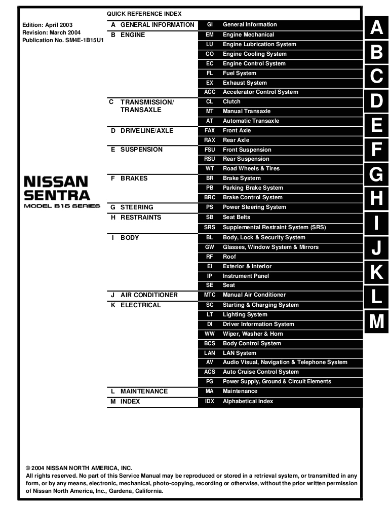 2004 Nissan Sentra Stereo Wiring Diagram 2004 Nissan Sentra Service Repair Manual