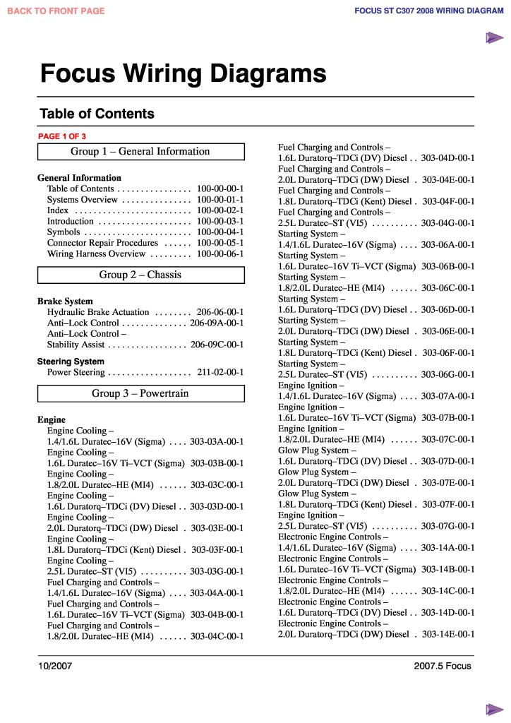 2007 ford Focus Stereo Wiring Diagram Focus Wiring Diagram Pdf Blog Wiring Diagram