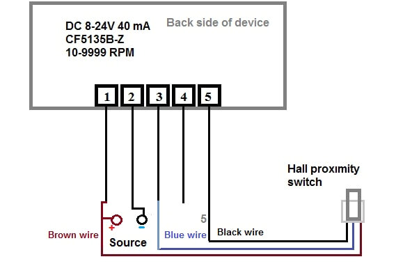 3 Wire Proximity Sensor Wiring Diagram Digital Led Rpm Speedometer Tachometer with Hall Senzor