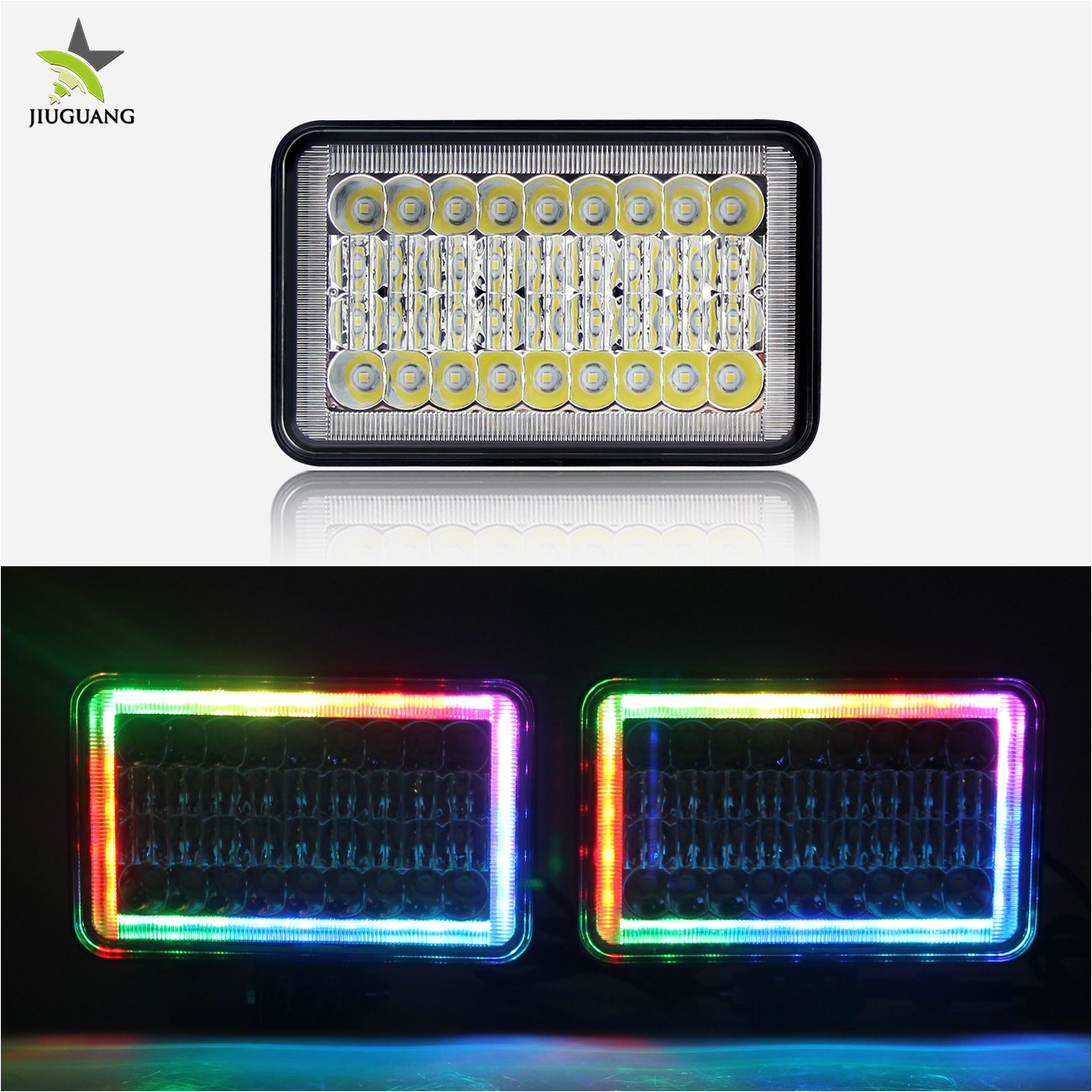 4×6 Led Headlight Wiring Diagram Hot Item Square Vehicle Lights Multi Color Changing High Low Beam 1002r Auto 4×6 Led Rgb Headlight