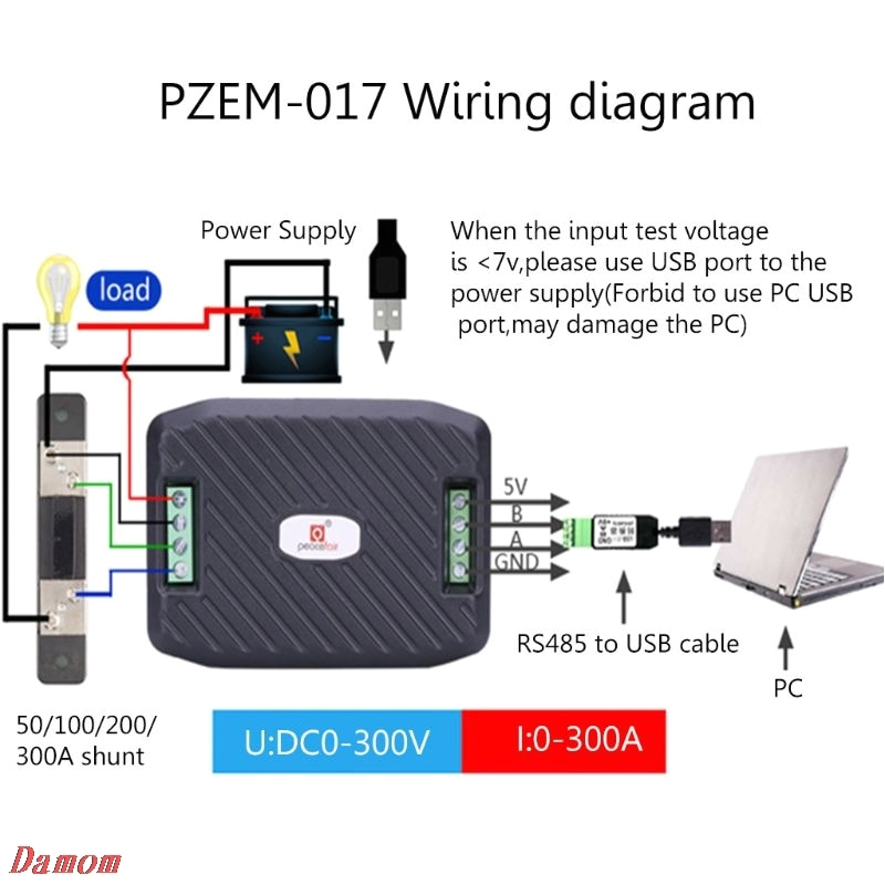 50a to 30a Rv Adapter Wiring Diagram Pzem 017 Dc Kommunikation Box Rs485 Interface Modbus 0 300v 300a Shunt Usb Kabel