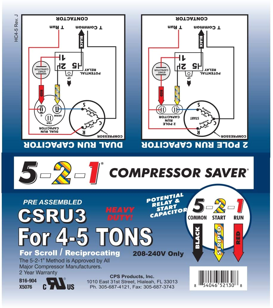Ac Hard Start Kit Wiring Diagram 5 2 1 Csru2 Compressor Saver for 3 12 to 5 ton Units Ac Hard Start Kit Wiring Diagram 5 2 1 Csru2 Compressor Saver for 3 12 to 5 ton Units