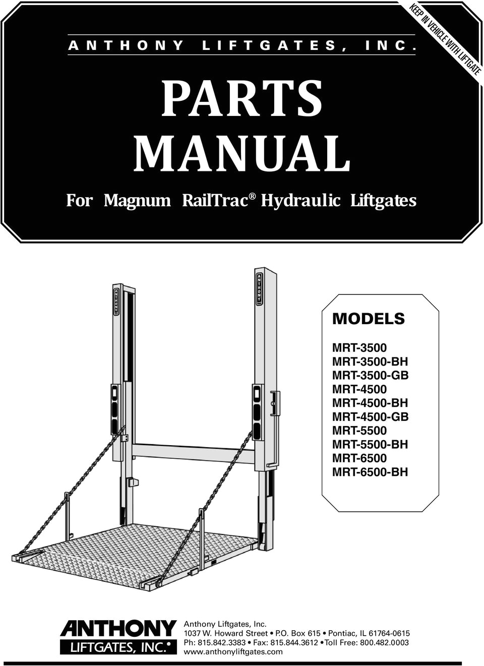 Anthony Liftgate Switch Wiring Diagram Parts Manual for Magnum Railtrac Hydraulic Liftgates Models Anthony Liftgate Switch Wiring Diagram Parts Manual for Magnum Railtrac Hydraulic Liftgates Models