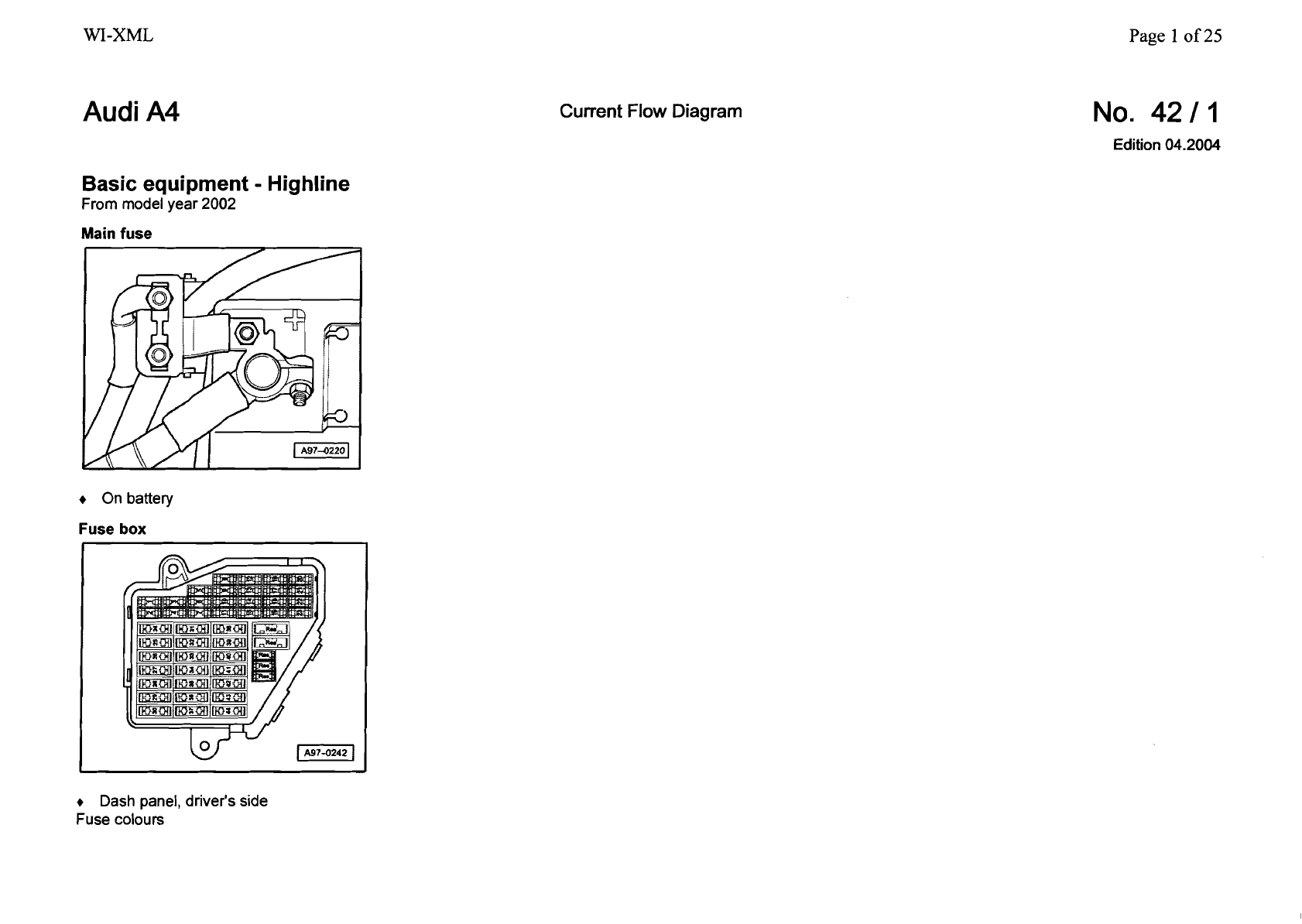 Audi A4 1.8 T Engine Wiring Harness Diagram Audi A4 Current Flow Diagram No 42 1 Capav A4 B6