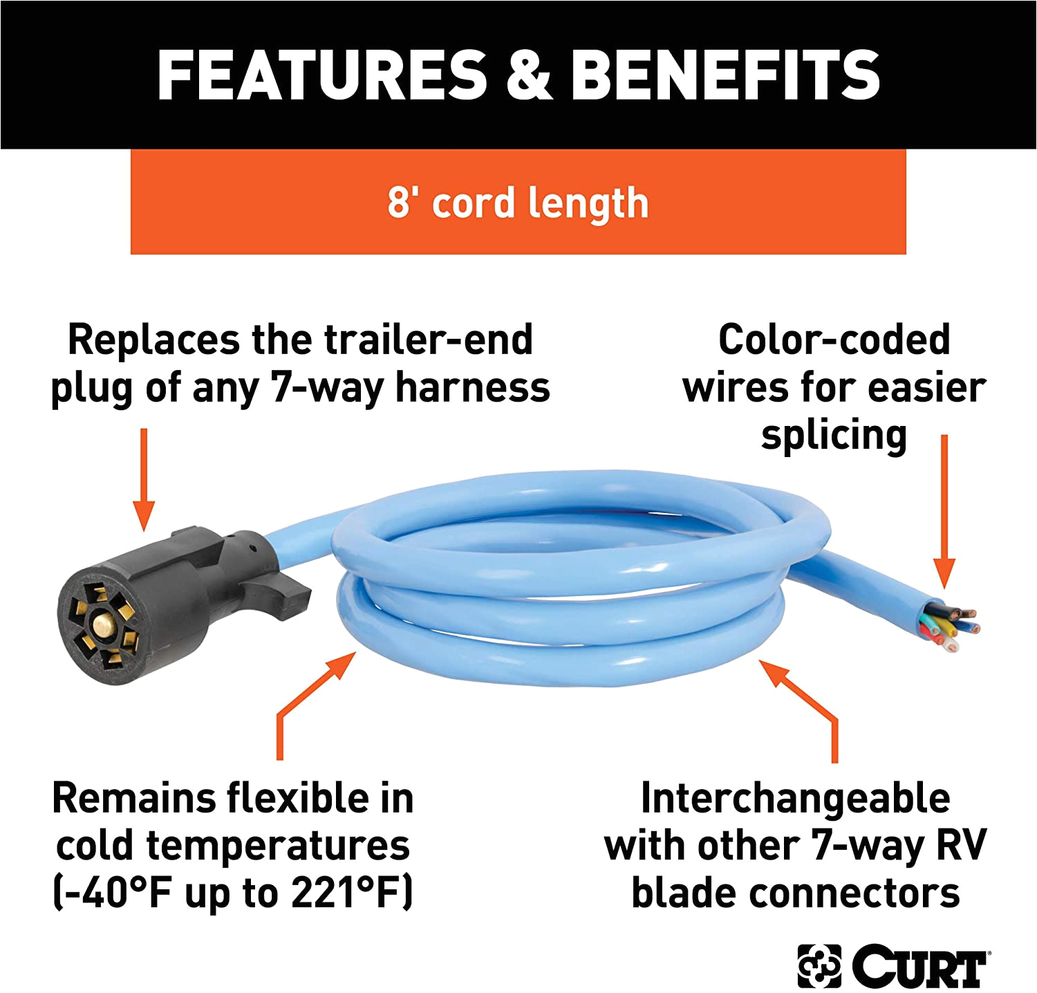 Bargman 7 Way Trailer Wiring Diagram Curt 56612 Cold Weather Replacement 7 Way Rv Blade Trailer Wiring with 40f to 221f Degree Rating Trailer Side 8 Foot Wires 7 Pin Trailer Wiring Bargman 7 Way Trailer Wiring Diagram Curt 56612 Cold Weather Replacement 7 Way Rv Blade Trailer Wiring with 40f to 221f Degree Rating Trailer Side 8 Foot Wires 7 Pin Trailer Wiring