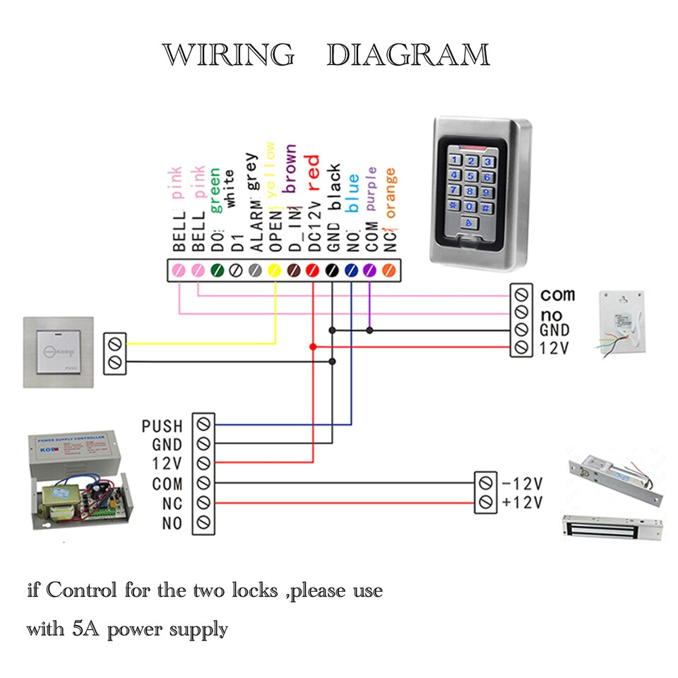 Basic Access Control Wiring Diagram Yobangsecurity Metal Rfid Card Access Control Keypad with