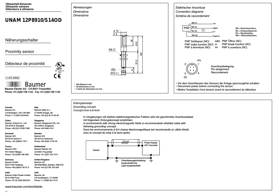 Baumer Ch 8501 Wiring Diagram Baumer Unam 12p8910 S14od User Manual 3 Pages