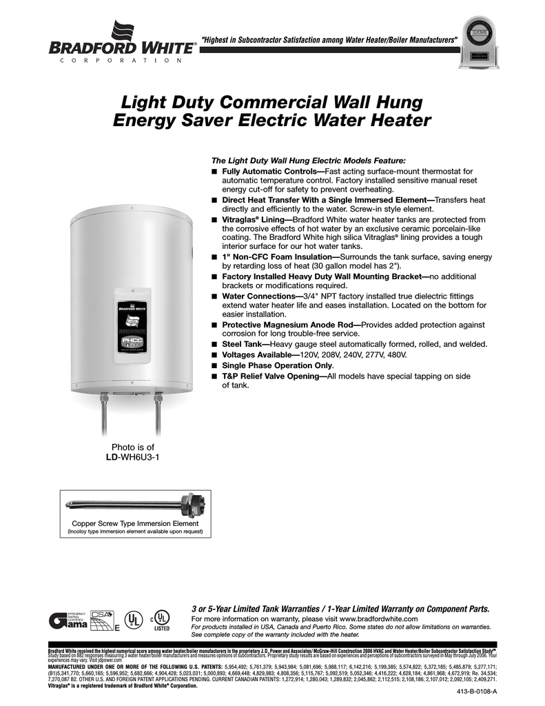 Bradford White Electric Water Heater Wiring Diagram Bradford White Corp Ld Wh6u3 1 User S Manual Manualzz