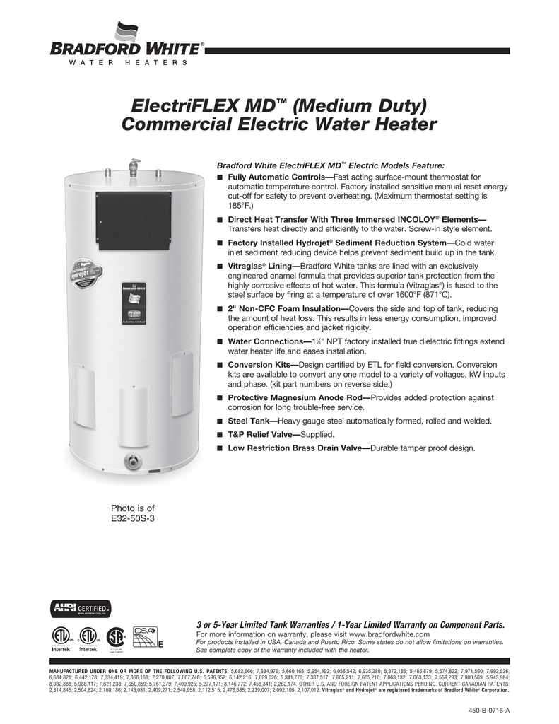 Bradford White Electric Water Heater Wiring Diagram Electriflex Mda Medium Duty Commercial