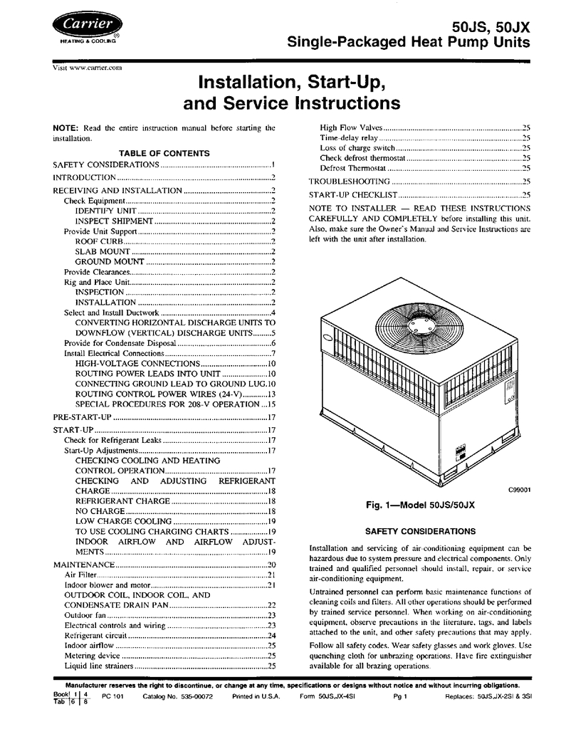 Carrier Defrost Board Wiring Diagram Carrier 50js Specifications Manualzz