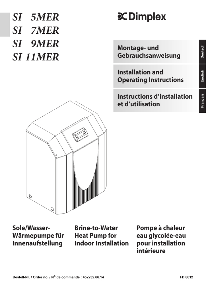 Dimplex Double Pole thermostat Wiring Diagram Dimplex Si 9mer User S Manual Manualzz