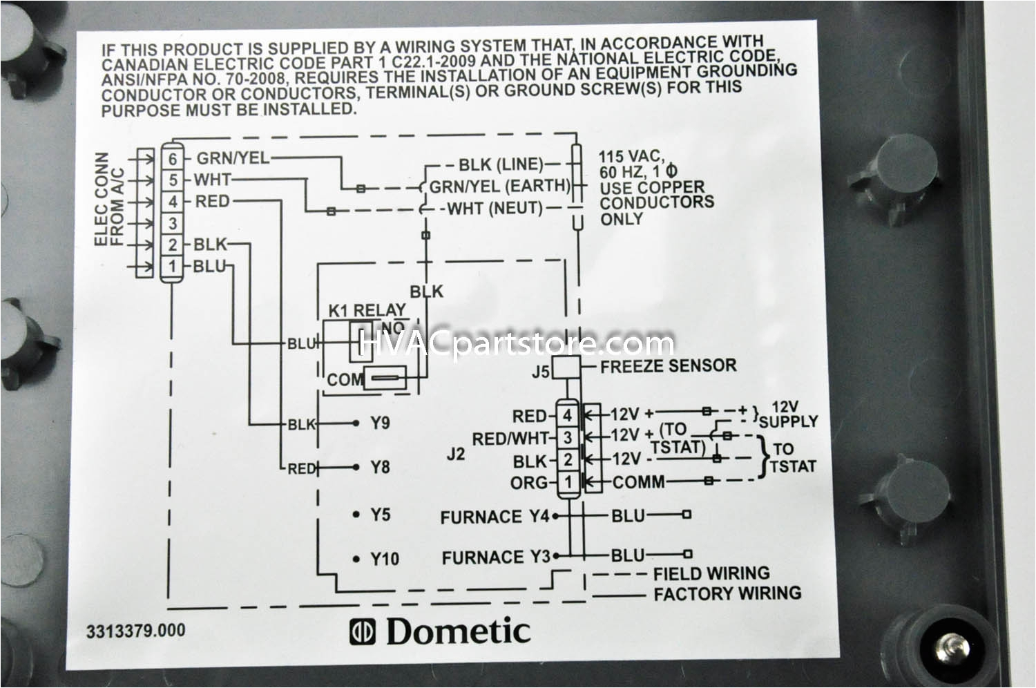 Dometic Analog thermostat Wiring Diagram Ko 4074 Basic thermostat Wiring Rv Wiring Diagram