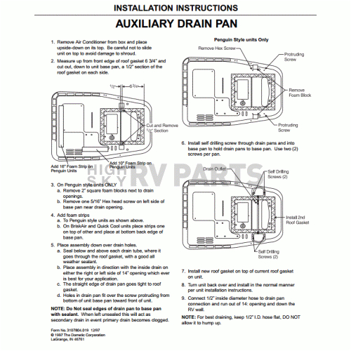 Dometic Rooftop Ac Wiring Diagram Dometic Penguin I Ii A C Drain Kit with Roof Gasket 693278 Dometic Rooftop Ac Wiring Diagram Dometic Penguin I Ii A C Drain Kit with Roof Gasket 693278