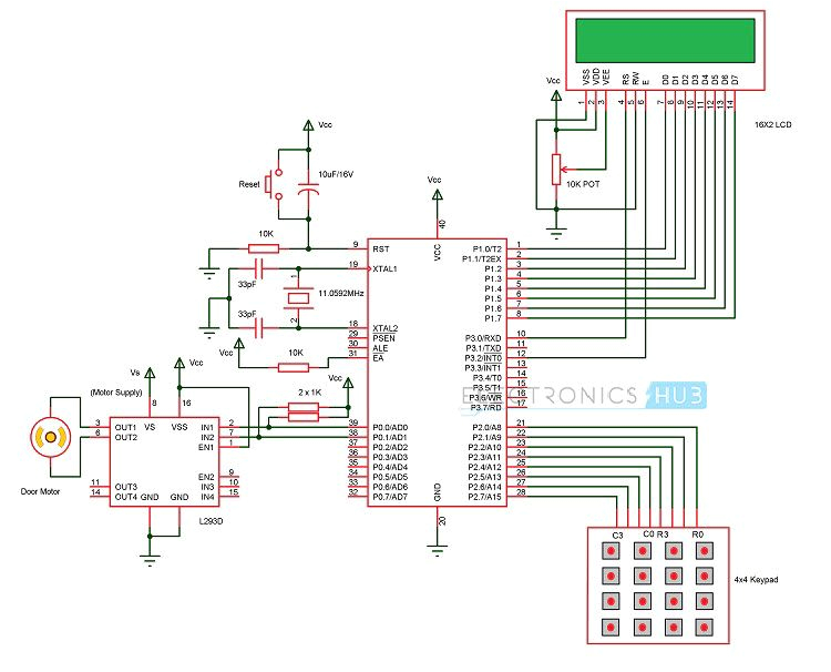 Electromagnetic Door Lock Wiring Diagram Password Based Door Lock System Using 8051 Microcontroller Electromagnetic Door Lock Wiring Diagram Password Based Door Lock System Using 8051 Microcontroller