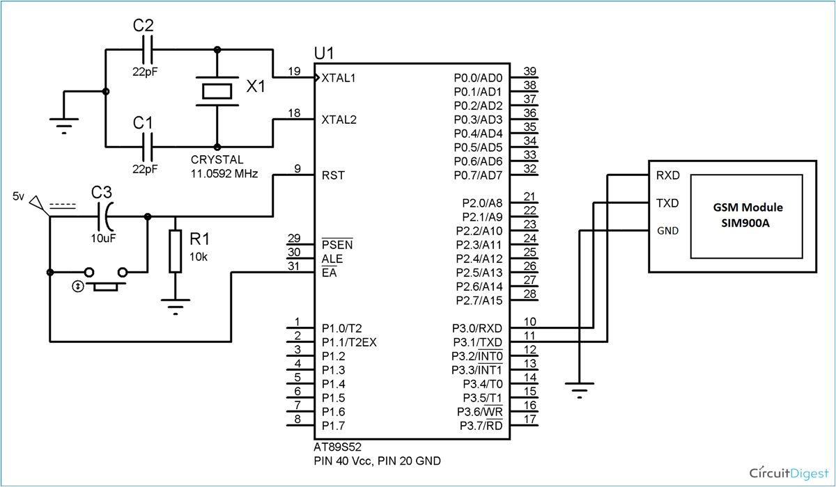 Engine Interface Module Wiring Diagram Gsm Module Interfacing with 8051 Microcontroller at89s52 Engine Interface Module Wiring Diagram Gsm Module Interfacing with 8051 Microcontroller at89s52