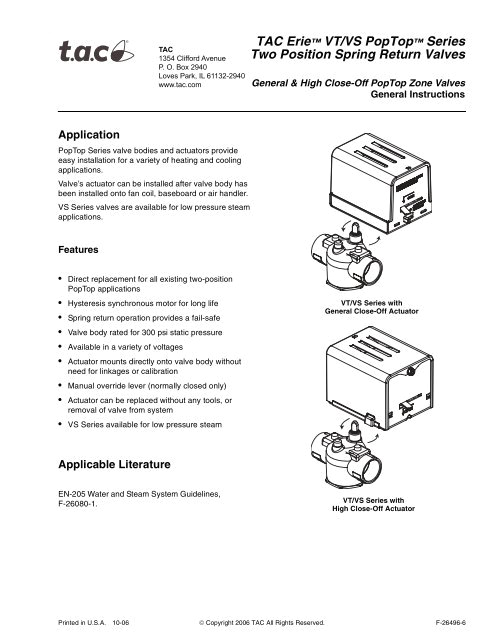 Erie Zone Valve Wiring Diagram Tac Erie Vt Vs Poptop Series Two Position Spring Return Erie Zone Valve Wiring Diagram Tac Erie Vt Vs Poptop Series Two Position Spring Return