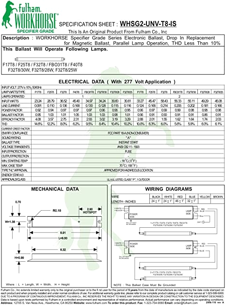 Fulham Workhorse 5 Wiring Diagram Fulham Specification Grade Linear T8 Ballast Whsg2 Unv T8 is Fulham Workhorse 5 Wiring Diagram Fulham Specification Grade Linear T8 Ballast Whsg2 Unv T8 is