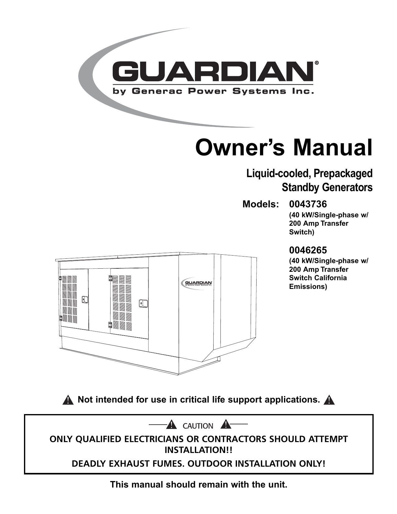 Generac 200 Amp Automatic Transfer Switch Wiring Diagram Generac Portable Generator 0043736 0046265 User Manual Generac 200 Amp Automatic Transfer Switch Wiring Diagram Generac Portable Generator 0043736 0046265 User Manual