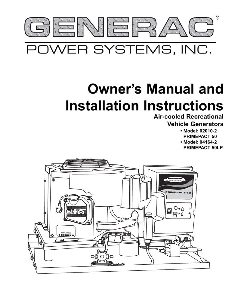 Generac Rv Generator Wiring Diagram Generac 02010 2 04164 2 Portable Generator User Manual