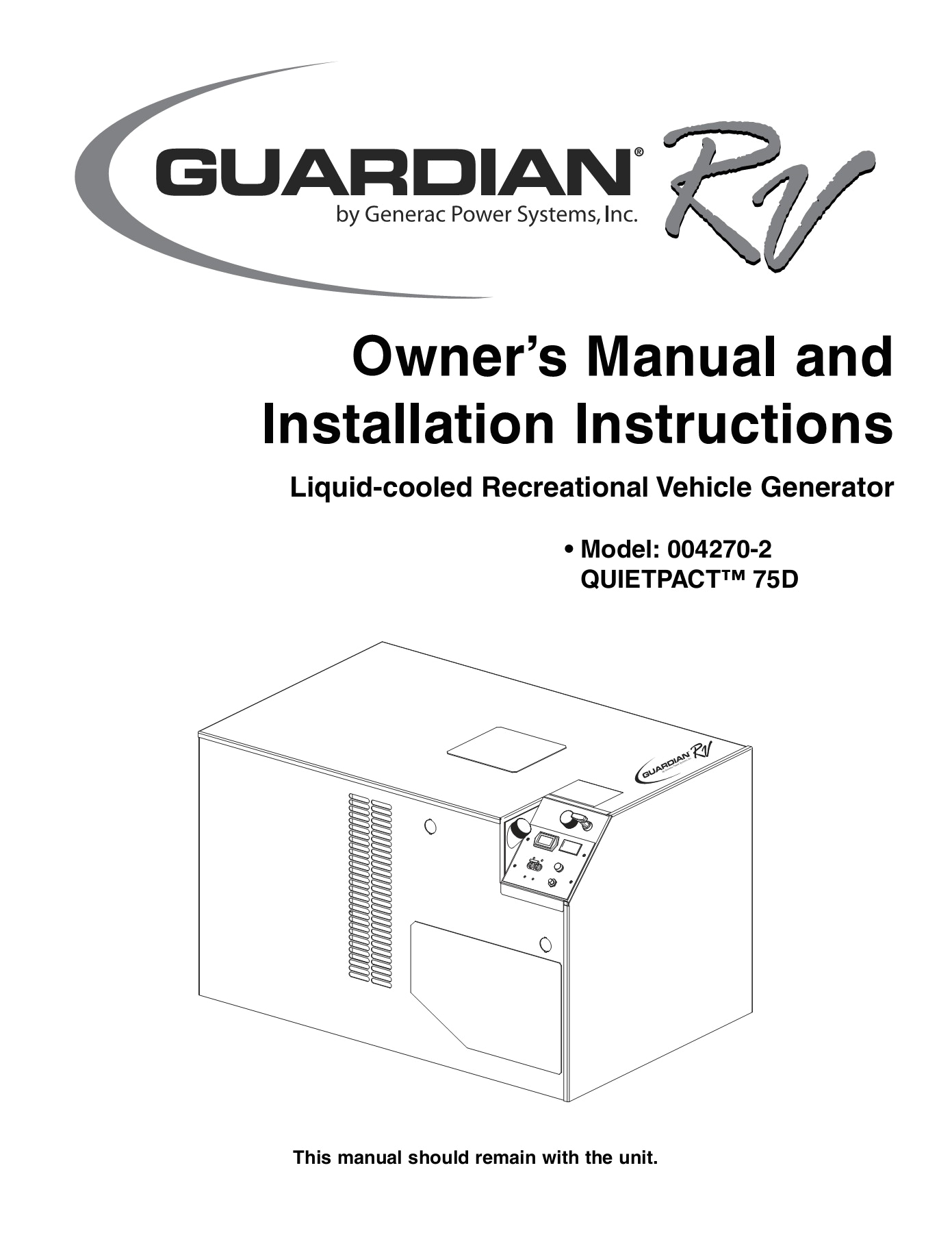 Generac Rv Generator Wiring Diagram Generac Guardian Quietpact 75d 7500 Diesel Generator Pages 1