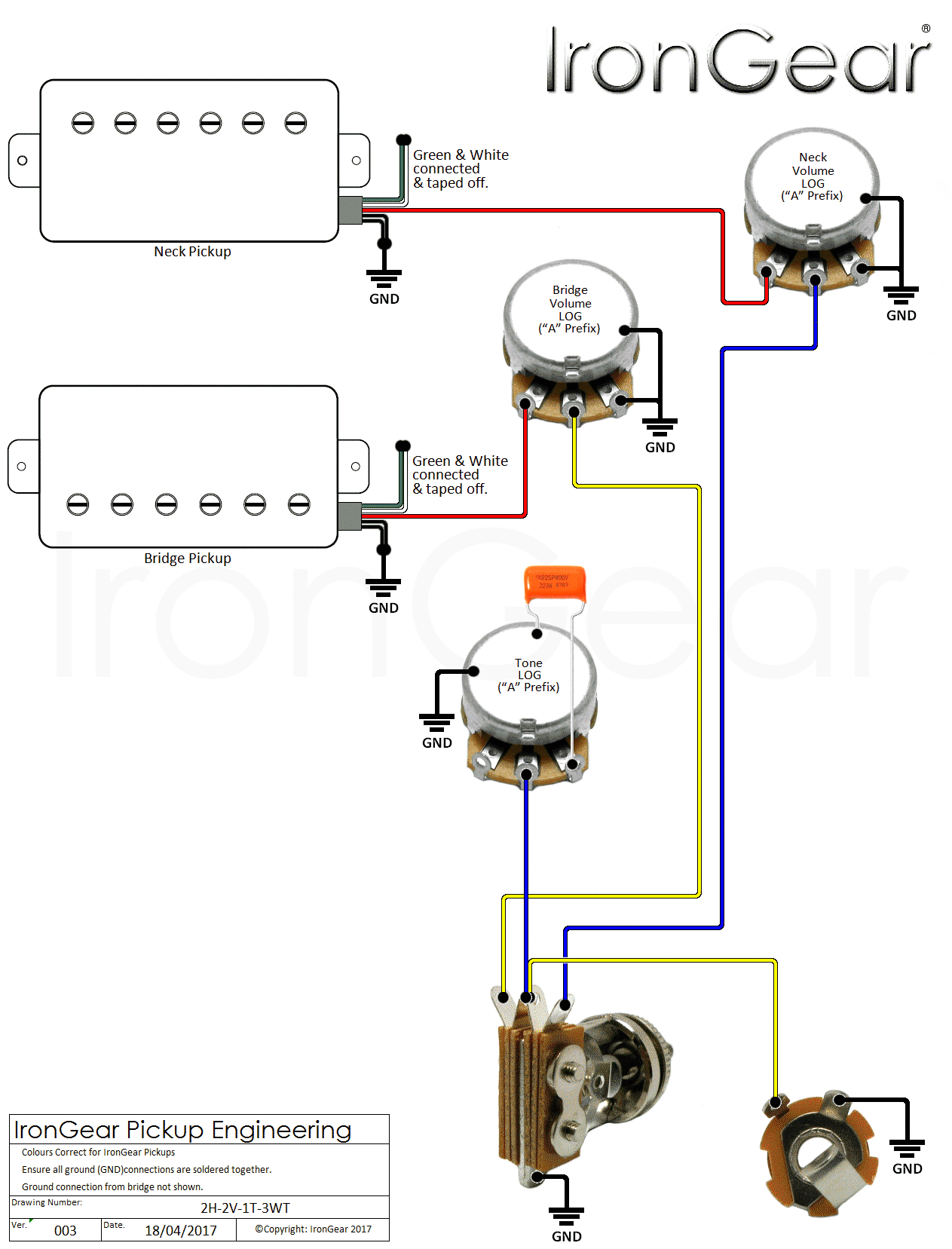 Guitar Wiring Diagrams 1 Pickup 1 Volume 1 tone Ca42 Guitar Wiring Diagram 2 Humbuckers 3 Way Swit Wiring