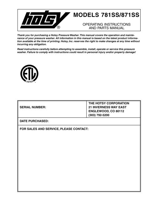 Hotsy Pressure Washer Wiring Diagram Hotsy 781 871ss Older Ets Company Pressure Washers and More Hotsy Pressure Washer Wiring Diagram Hotsy 781 871ss Older Ets Company Pressure Washers and More