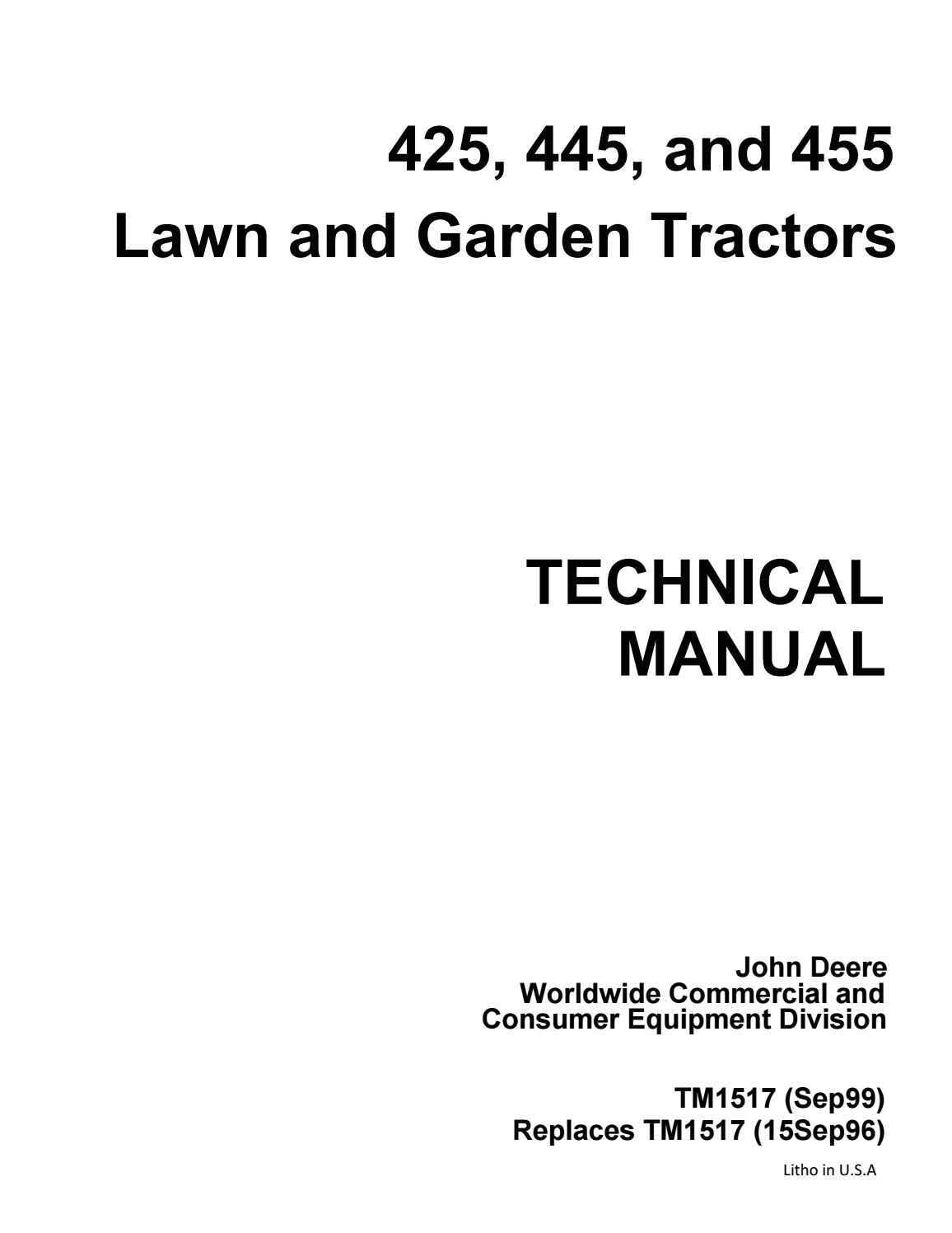 John Deere 455 Diesel Wiring Diagram John Deere 455 Lawn Garden Tractor Service Repair Manual by