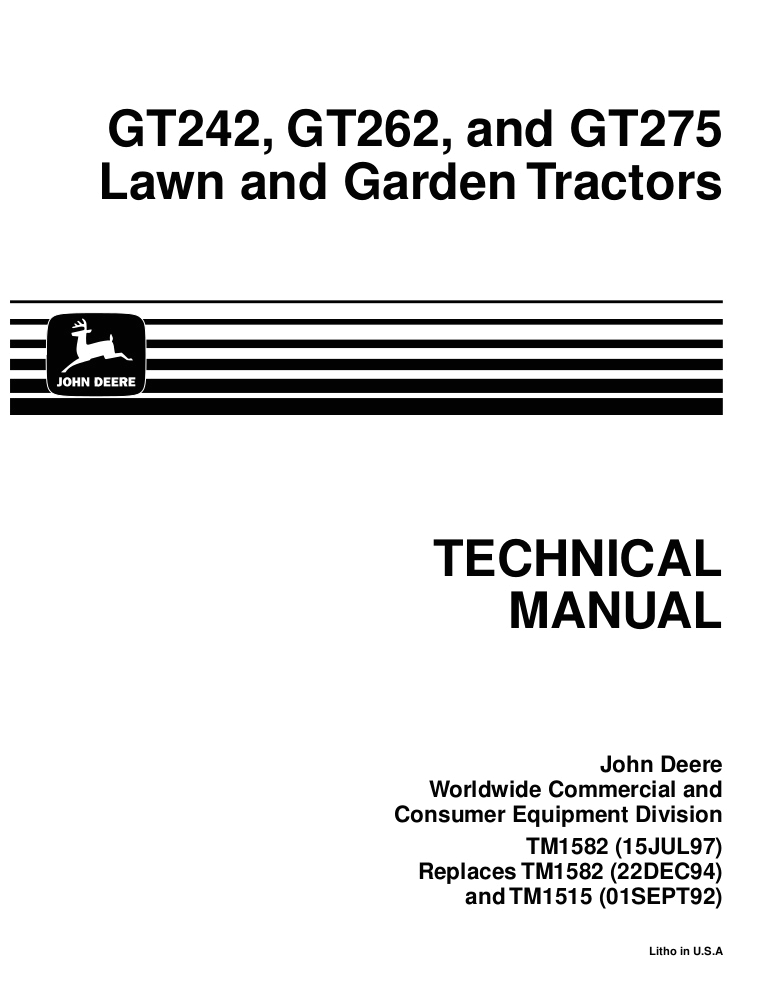 John Deere Gt245 Wiring Diagram John Deere Gt262 Lawn Garden Tractor Service Repair Manual